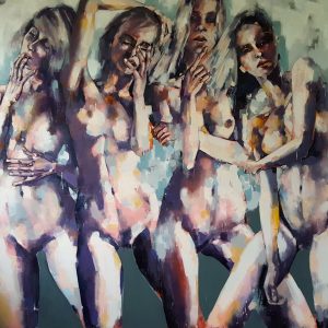 5-22-17 four figures, oil on canvas, 180x150cm